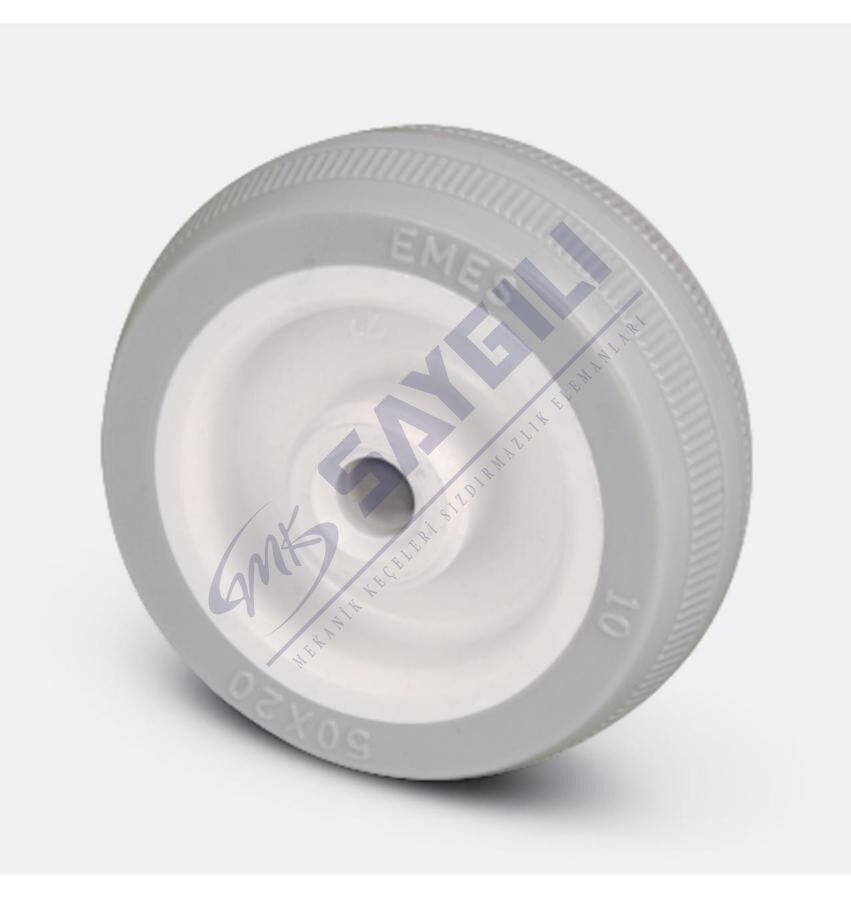 ZKC 75X25 (BEYAZ) Poliamid Kasnaklı PVC Kaplı Burçlu Yedek Teker | EMES - SMKSEALONLINE