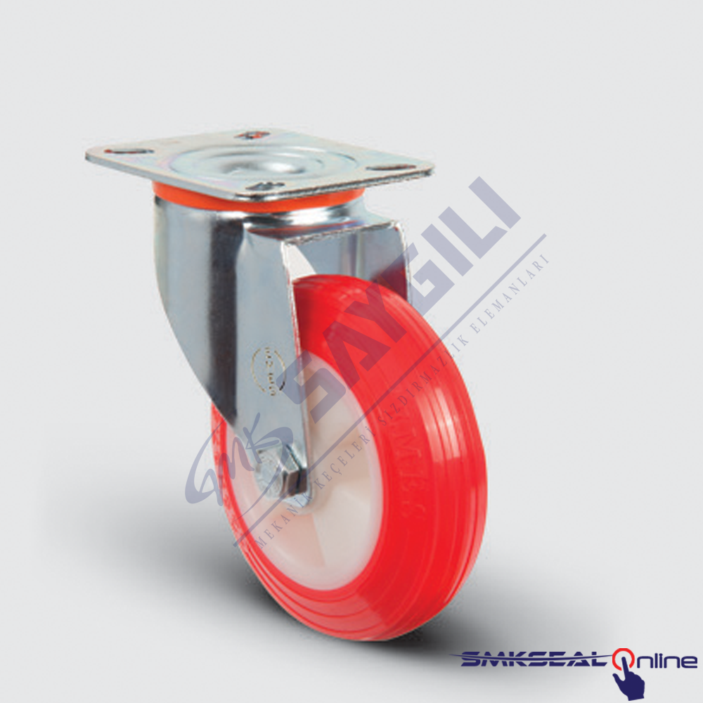 EM 01 ZKP 125X37,5 (INOX) Döner Tablalı Burçlu Poliüretan Paslanmaz EMES Teker - SMKSEALONLINE