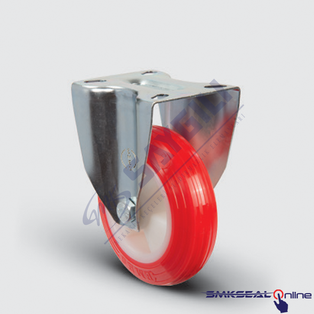 EM 02 ZKP 100X30 (INOX) Sabit Tablalı Burçlu Poliüretan Paslanmaz EMES Teker