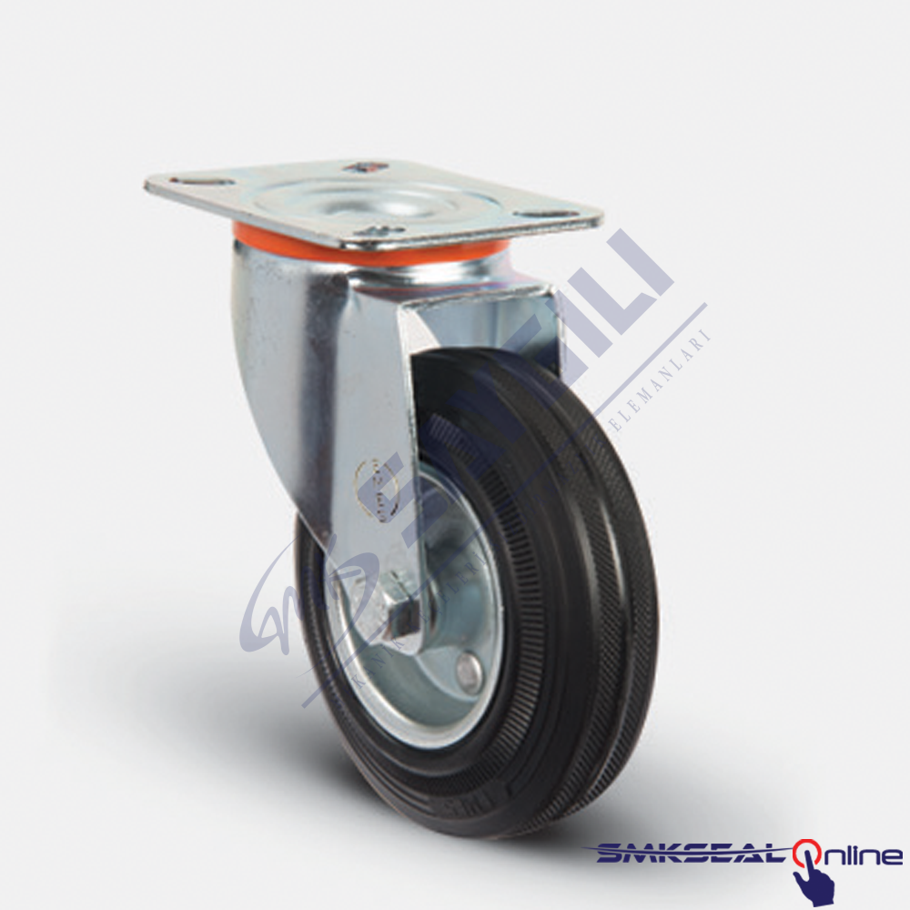 EM 01 SPR 80X25 Döner Tablalı Burçlu Kauçuk Teker