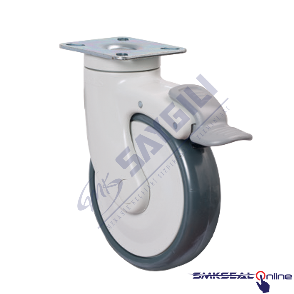 EC 01 MBT 100X32 F Döner Tablalı Bilyalı Termoplastik Kauçuk EMES Hastahane Tekeri