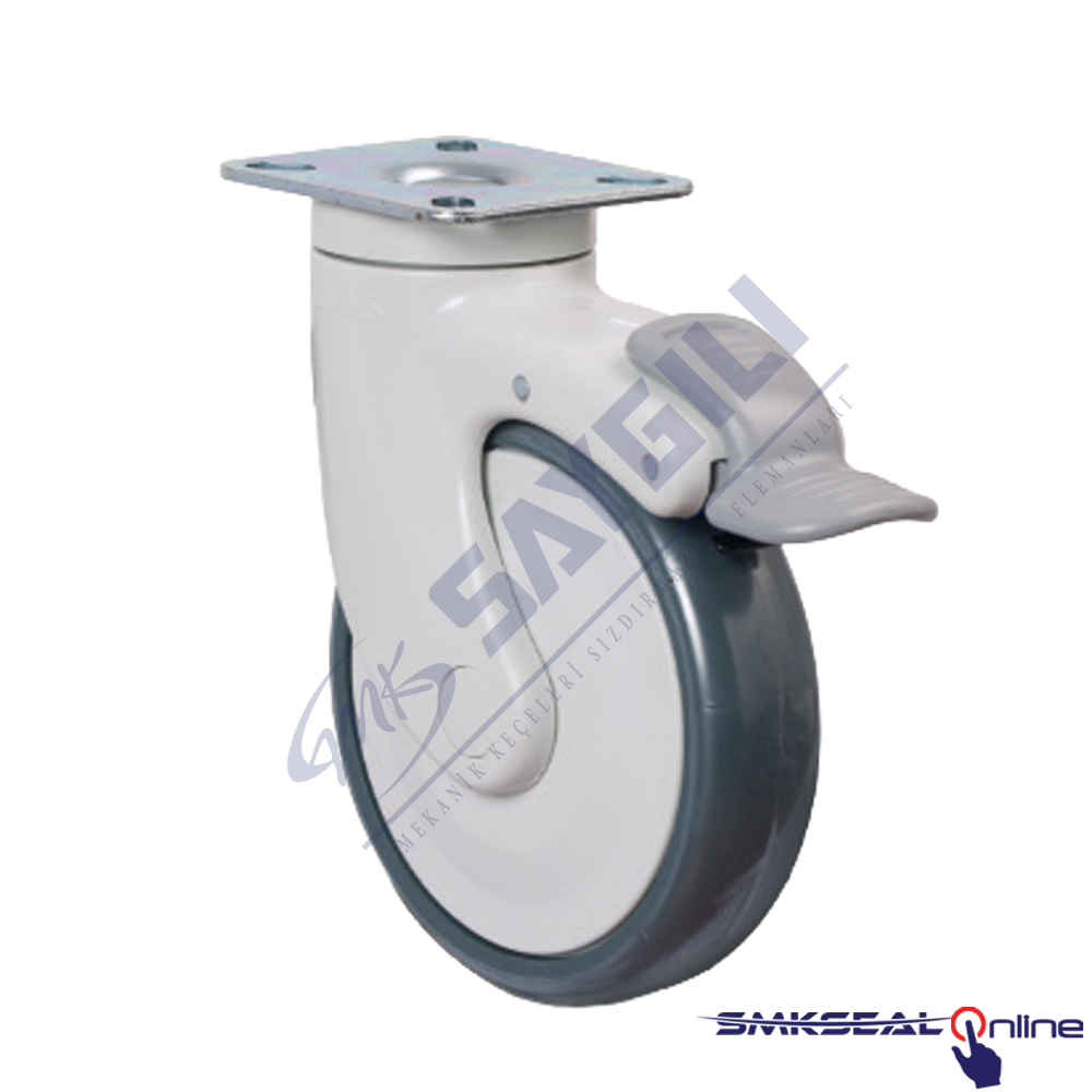 EC 01 MBT 100X32 F Döner Tablalı Bilyalı Termoplastik Kauçuk EMES Hastahane Tekeri