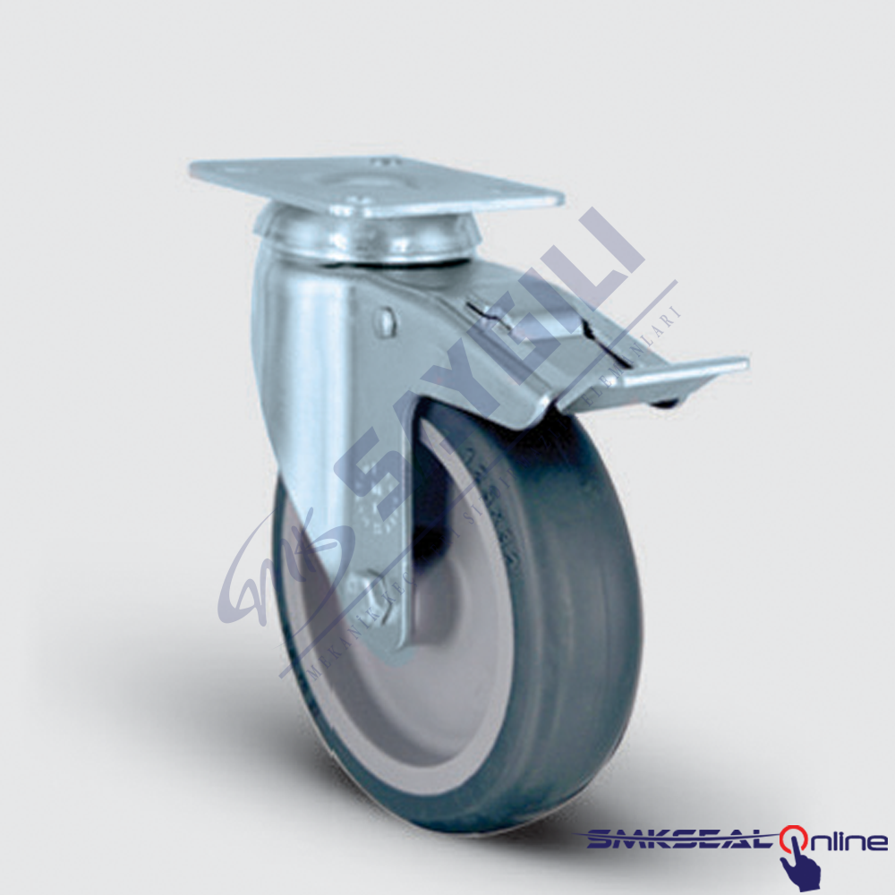 ER 01 MKT 100X32 F Döner Tablalı Frenli Burçlu Termoplastik Kauçuk Tekerlek