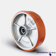 VBPD 180X50 (6204-Ø20 2RS)(DERİNLİK 17)(EKO SERİ) Rulmanlı Poliüretan Kaplı Döküm Yedek Teker