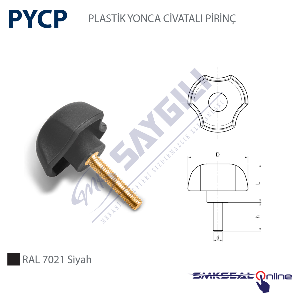 Ø40 M06X15mm PYCP 400615 PLASTİK YONCA CIVATALI PİRİNÇ