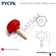 Ø40 M08X20mm PYCPk 400820 PLASTİK YONCA CIVATALI PİRİNÇ Kırmızı