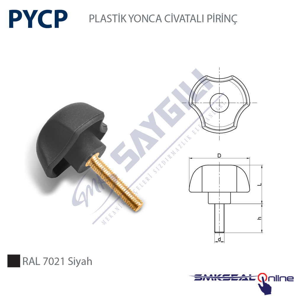 Ø50 M10X30mm PYCP 501030 PLASTİK YONCA CIVATALI PİRİNÇ