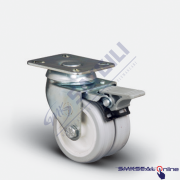 ET 01 ZKC 50X20 F PERÇİN Döner Tablalı Frenli Burçlu Poliamid Üzeri PVC Çiftli Teker